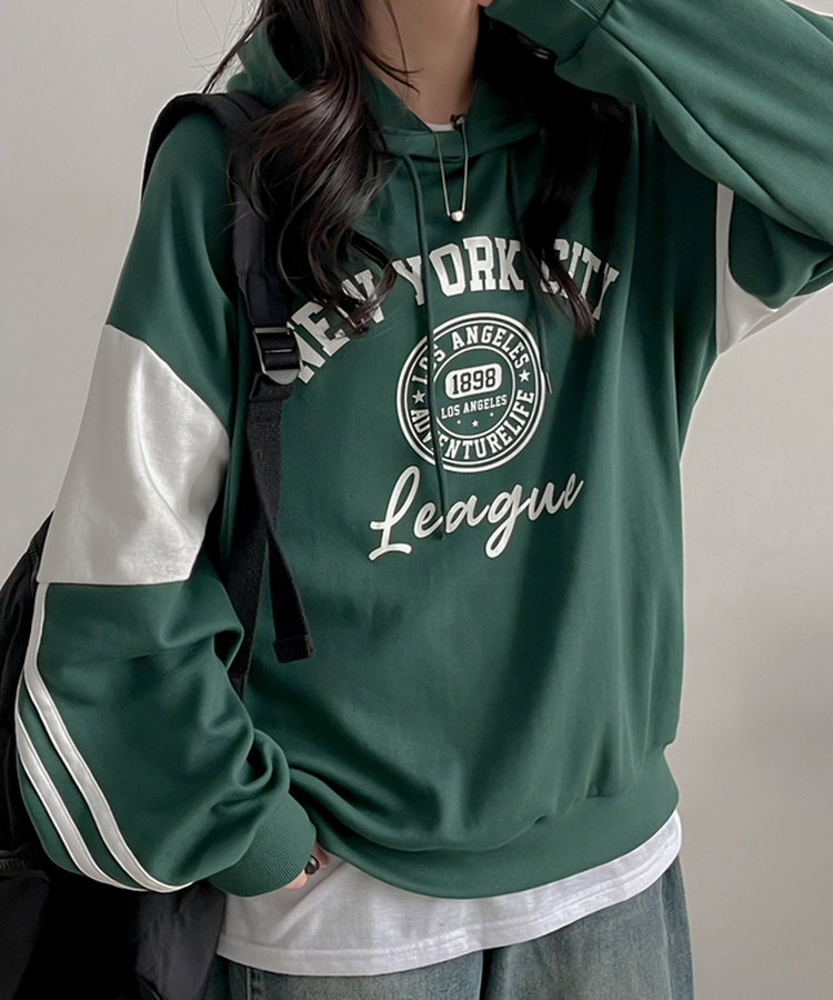 トラックラインルーズフィットフード GREEN