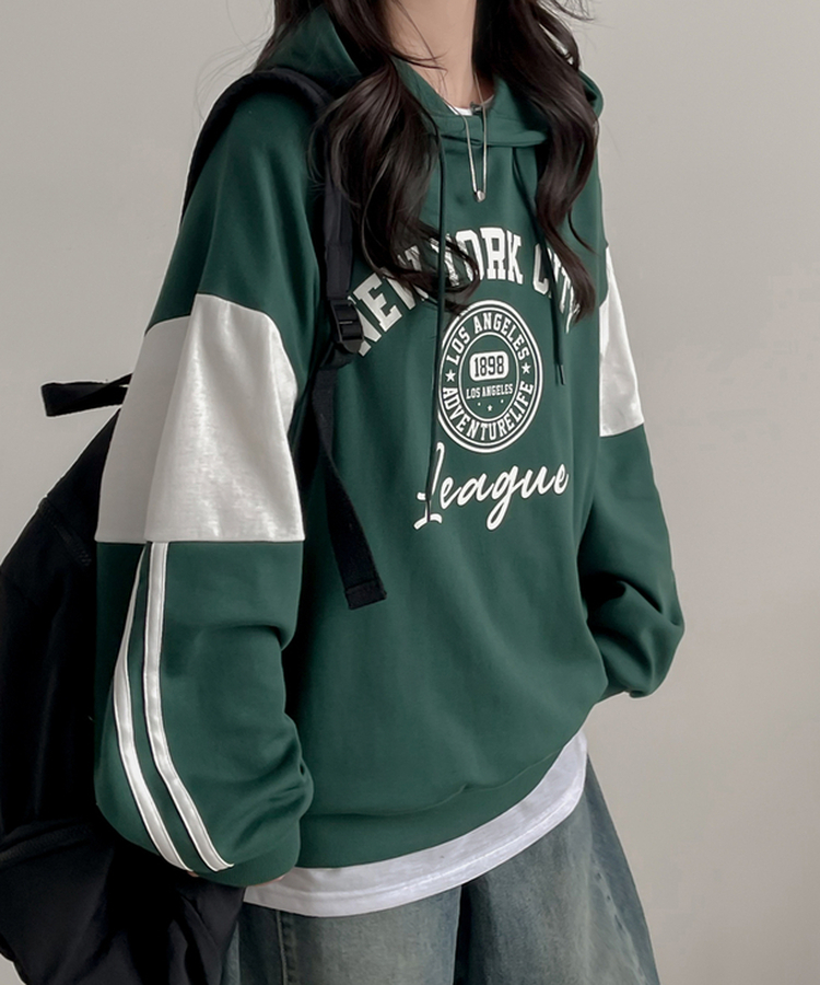 トラックラインルーズフィットフード GREEN