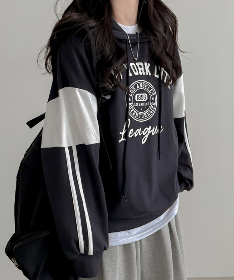 トラックラインルーズフィットフード NAVY