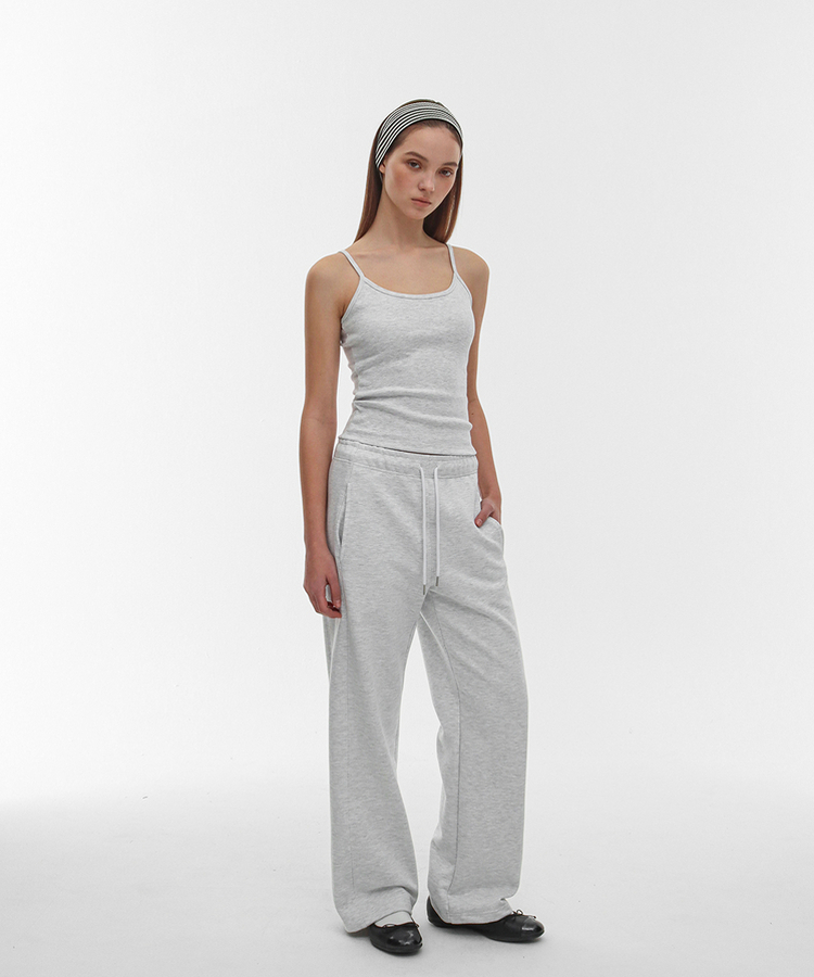 コットンスリットバンディングパンツ MELANGE WHITE
