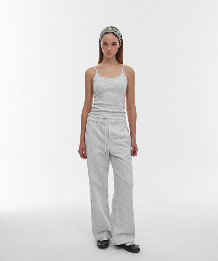 コットンスリットバンディングパンツ MELANGE WHITE
