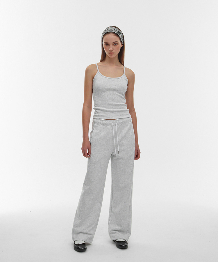 コットンスリットバンディングパンツ MELANGE WHITE