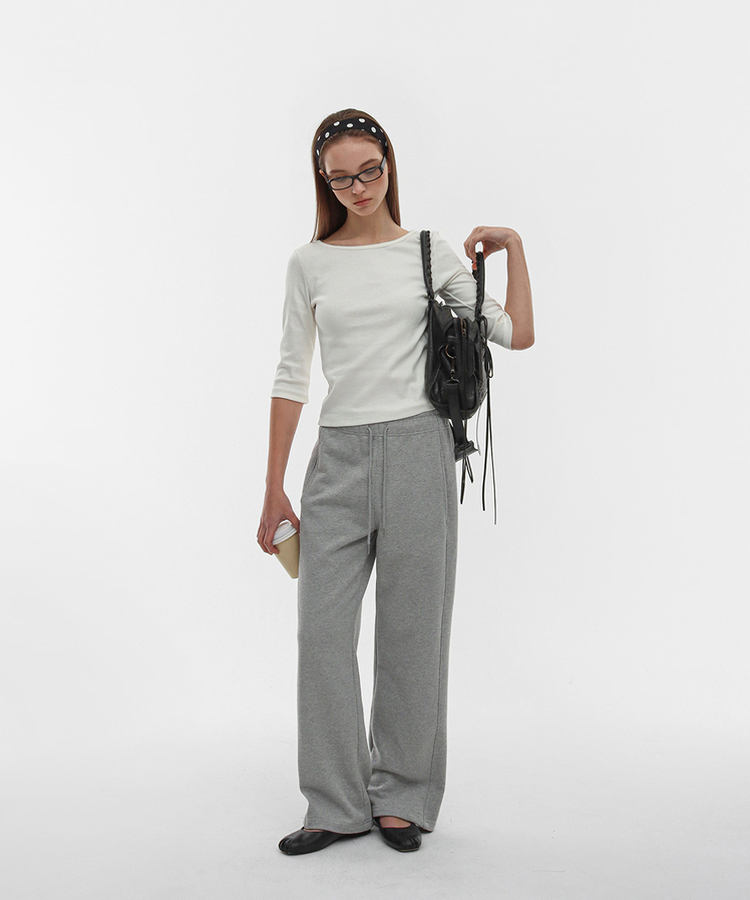 コットンスリットバンディングパンツ MELANGE GRAY