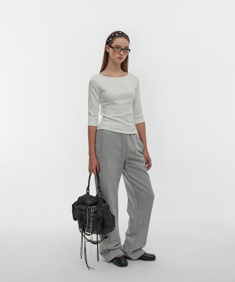 コットンスリットバンディングパンツ MELANGE GRAY