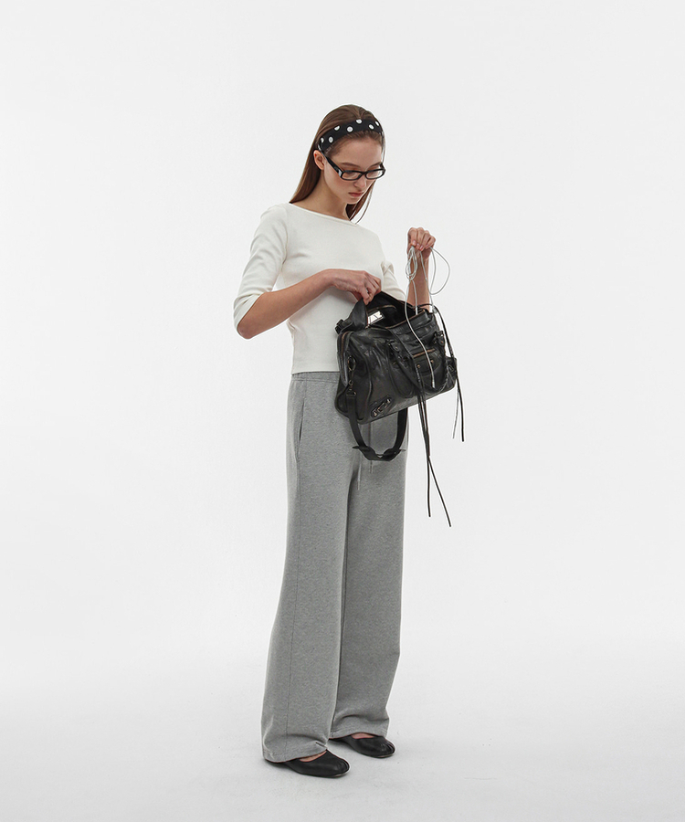 コットンスリットバンディングパンツ MELANGE GRAY