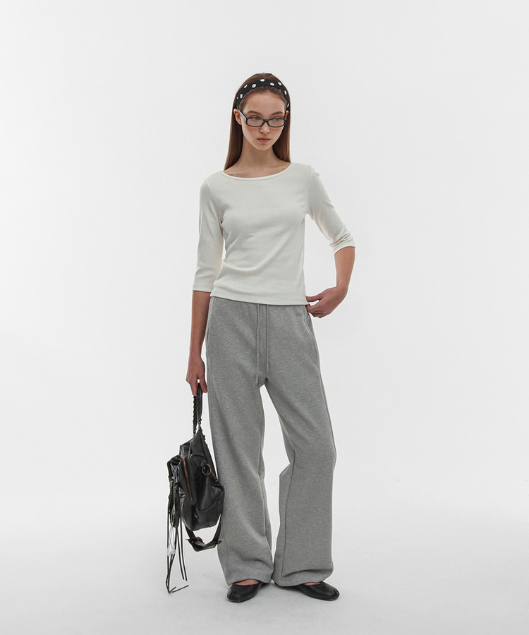 コットンスリットバンディングパンツ MELANGE GRAY
