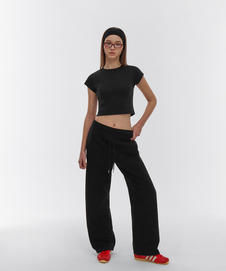 コットンスリットバンディングパンツ BLACK