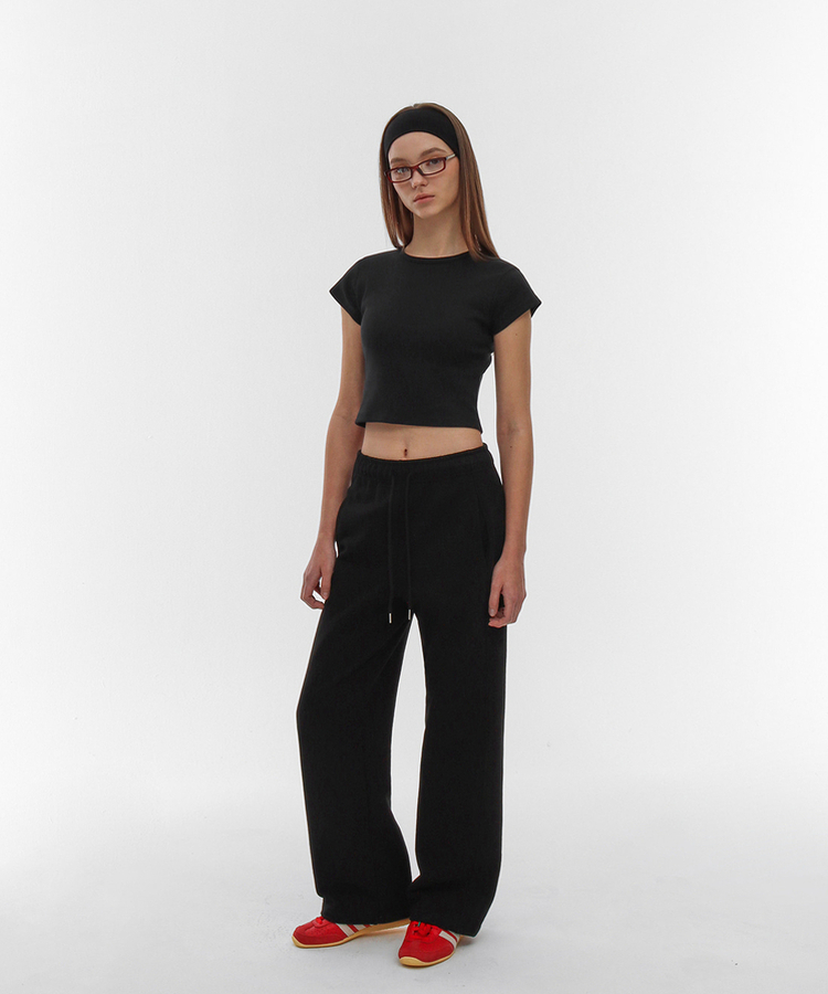 コットンスリットバンディングパンツ BLACK