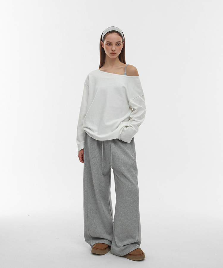 ワイドバンディングパンツ MELANGE GRAY