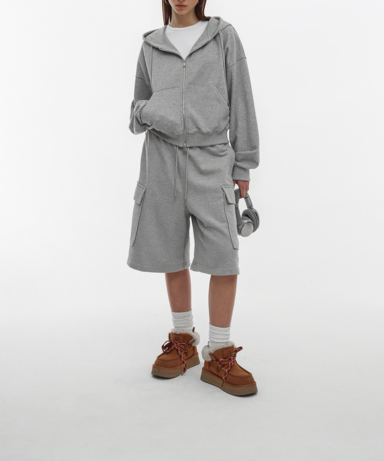 コットンカーゴバミューダバンディングパンツ MELANGE GRAY