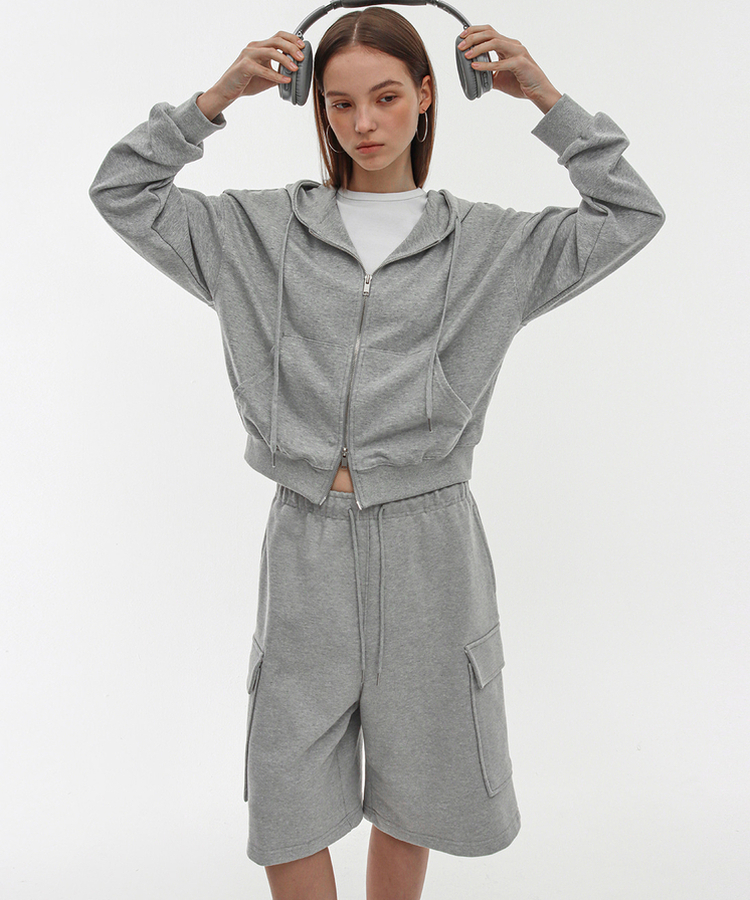 コットンカーゴバミューダバンディングパンツ MELANGE GRAY