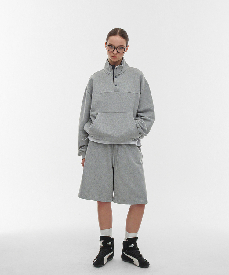 コットンバミューダバンディングパンツ MELANGE GRAY