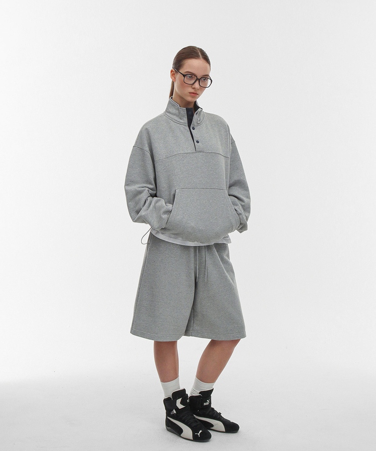 コットンバミューダバンディングパンツ MELANGE GRAY