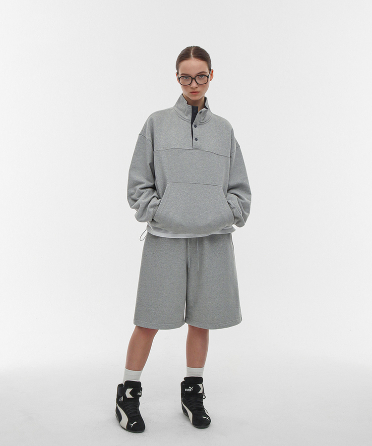 コットンバミューダバンディングパンツ MELANGE GRAY