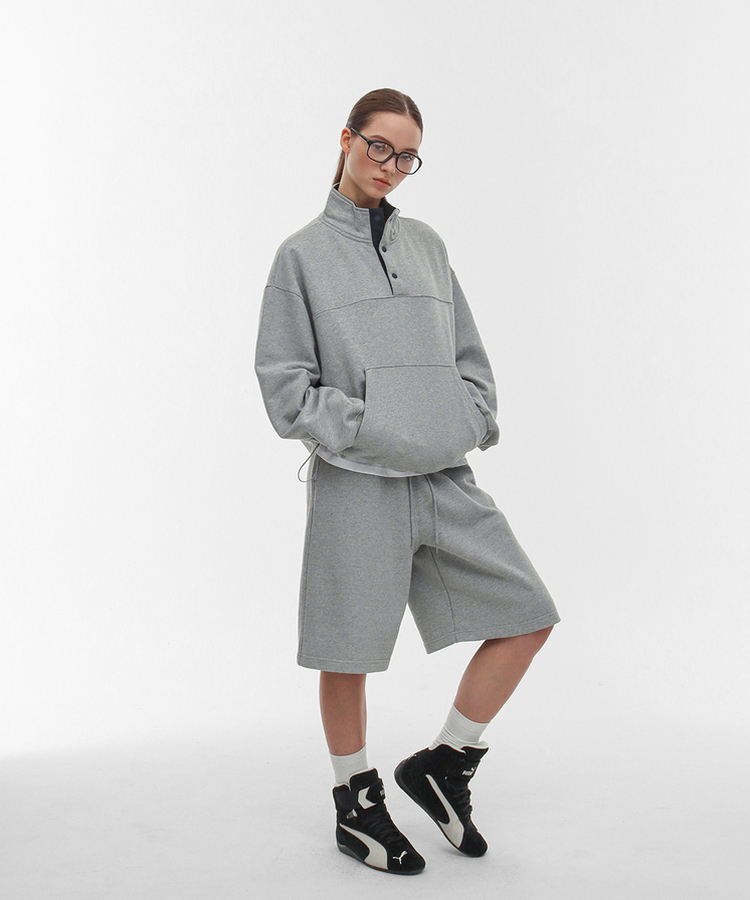 コットンバミューダバンディングパンツ MELANGE GRAY