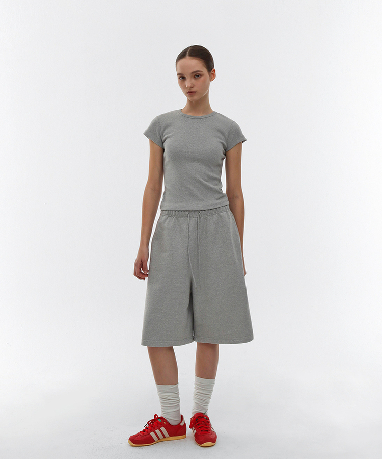 コットンバミューダバンディングパンツ MELANGE GRAY