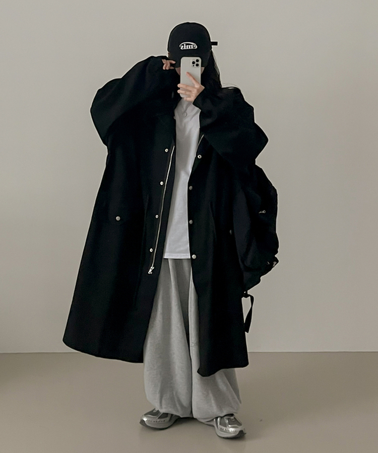 オーバーフィットロングフィールドジャケット BLACK