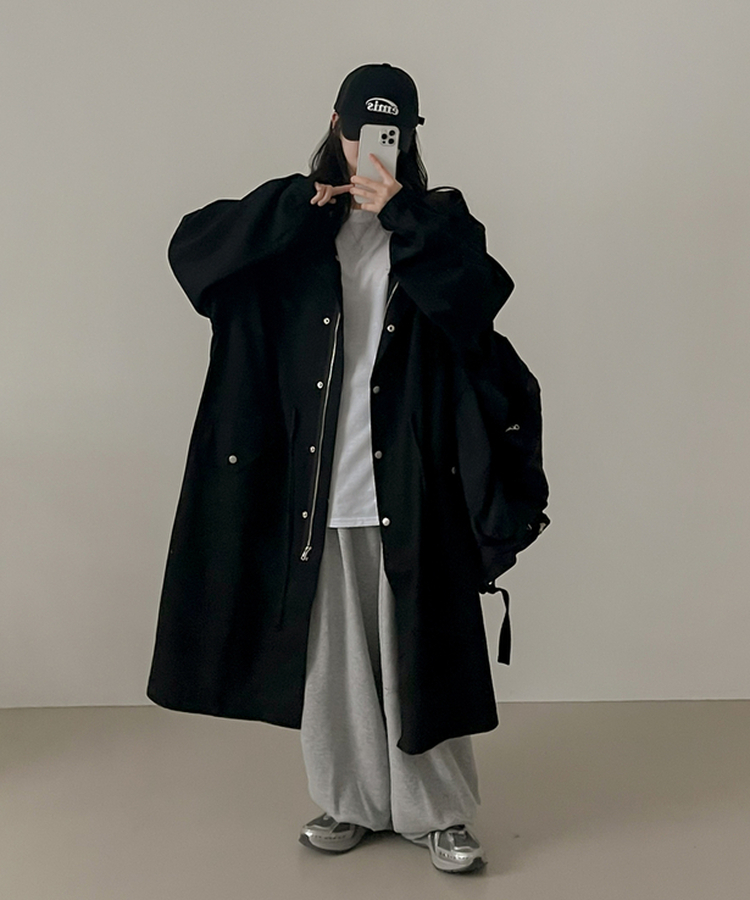 オーバーフィットロングフィールドジャケット BLACK