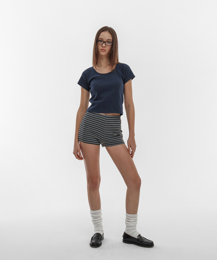 ラグランUネック半袖Tシャツ DARK BLUE