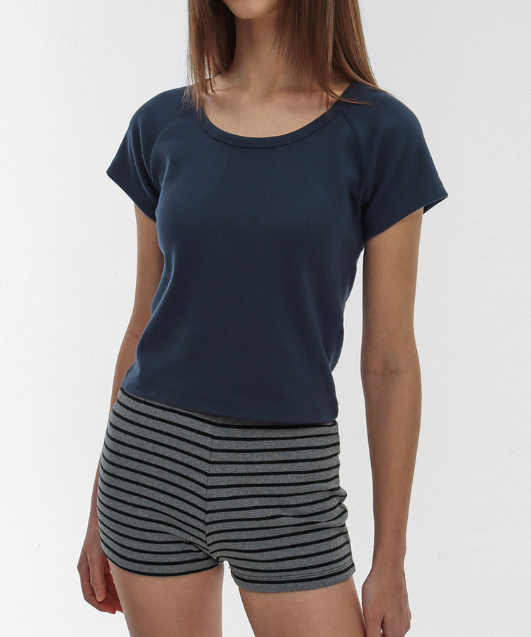 ラグランUネック半袖Tシャツ DARK BLUE