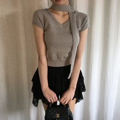 アンバランスレースティアードスカート BLACK