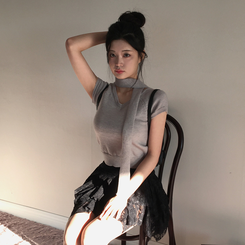 アンバランスレースティアードスカート BLACK