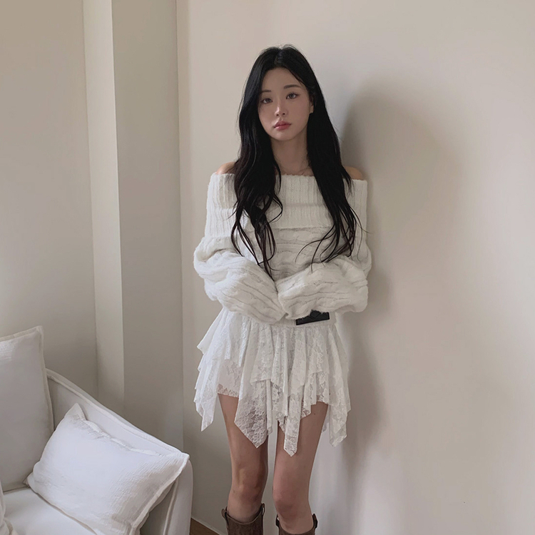 アンバランスレースティアードスカート WHITE