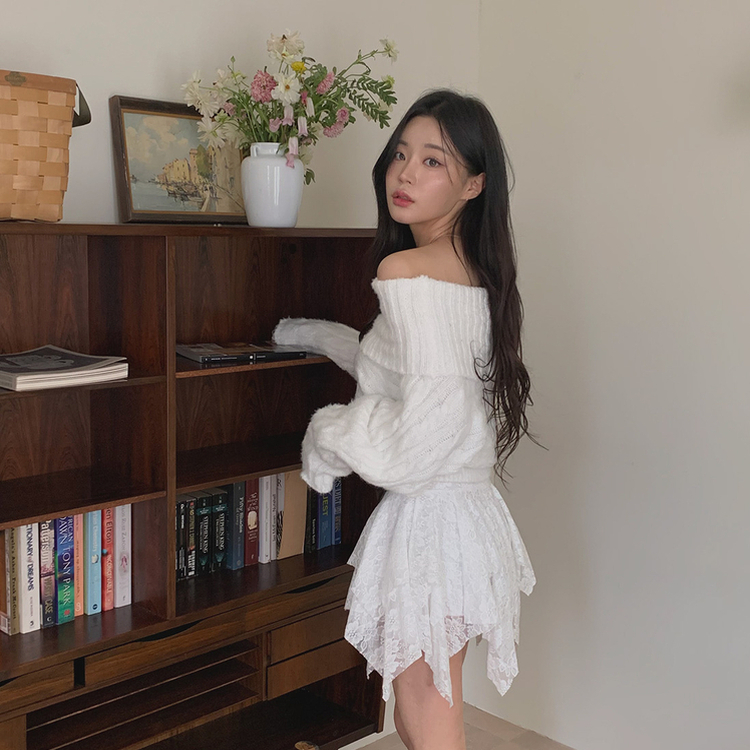 アンバランスレースティアードスカート WHITE