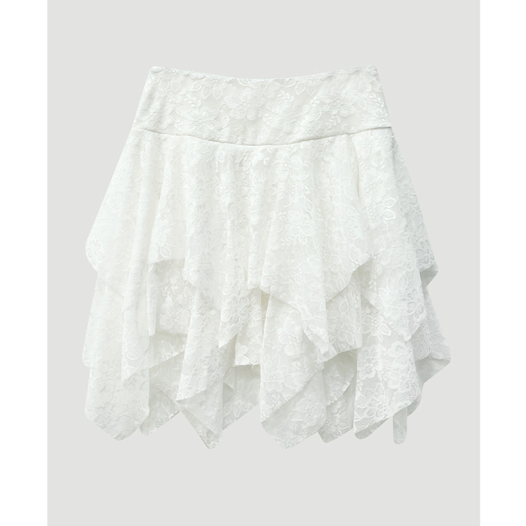アンバランスレースティアードスカート