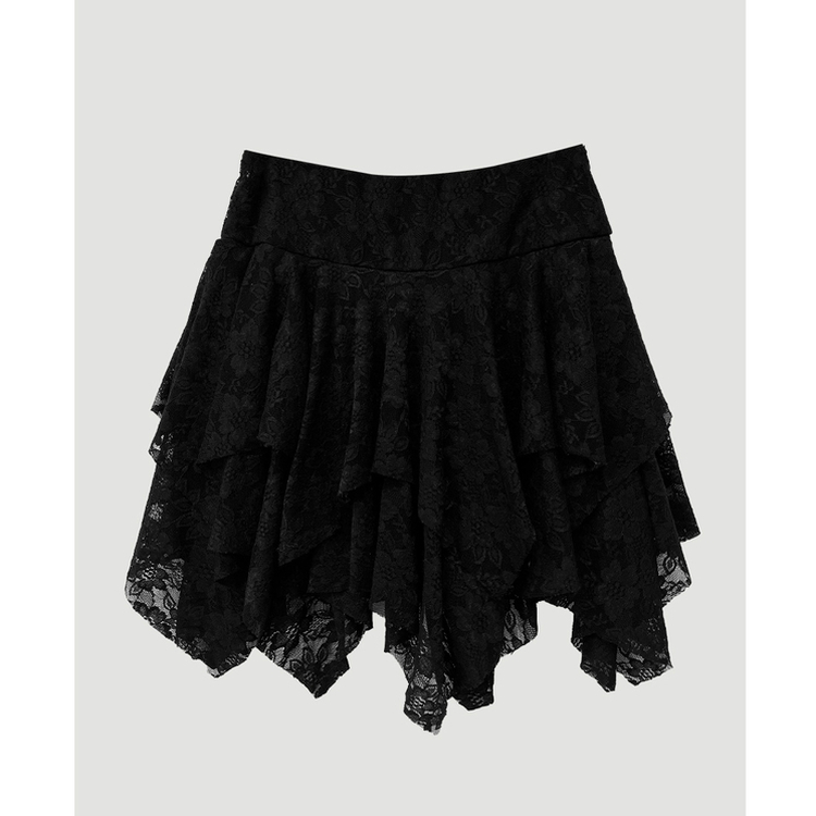アンバランスレースティアードスカート