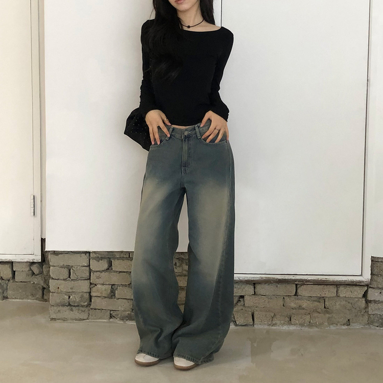 スリットワイドデニムパンツ BLUE DENIM