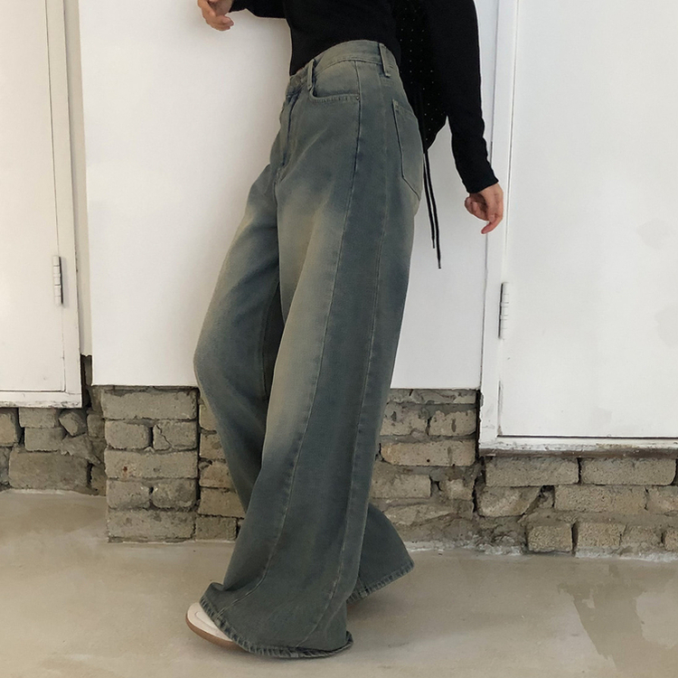 スリットワイドデニムパンツ BLUE DENIM