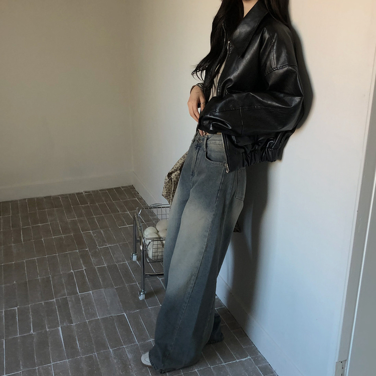 スリットワイドデニムパンツ BLUE DENIM