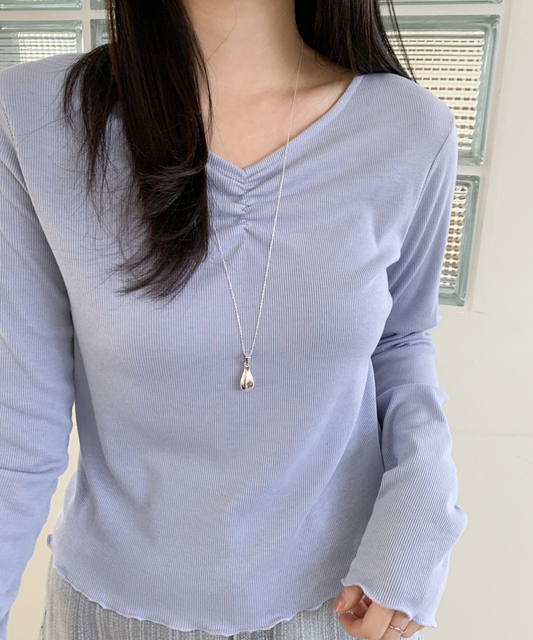 シャーリングウェーブTシャツ Lavender blue