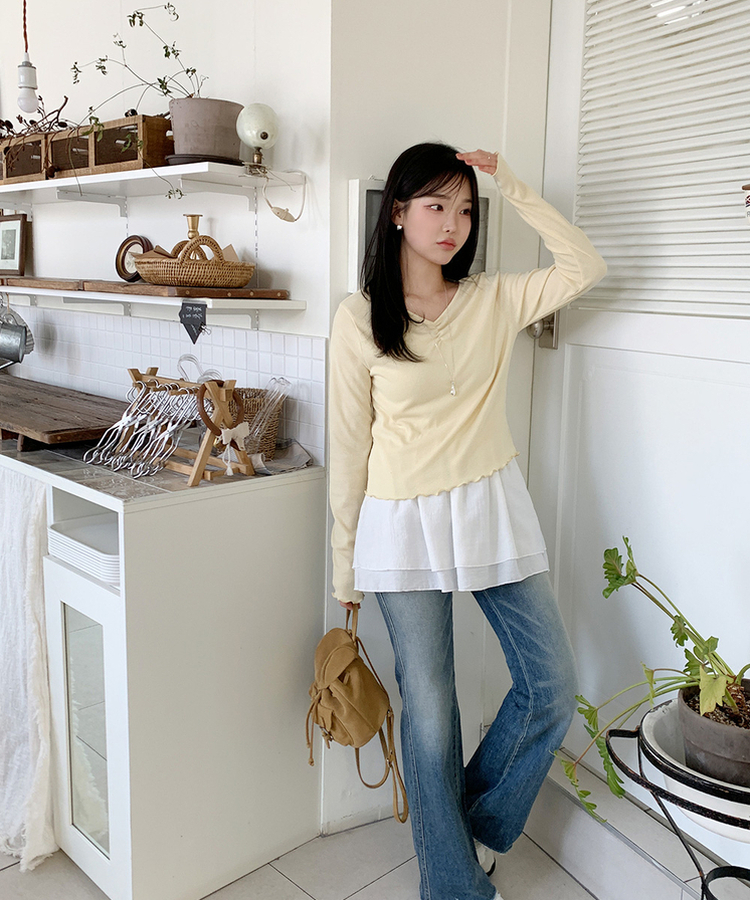 シャーリングウェーブTシャツ YELLOW