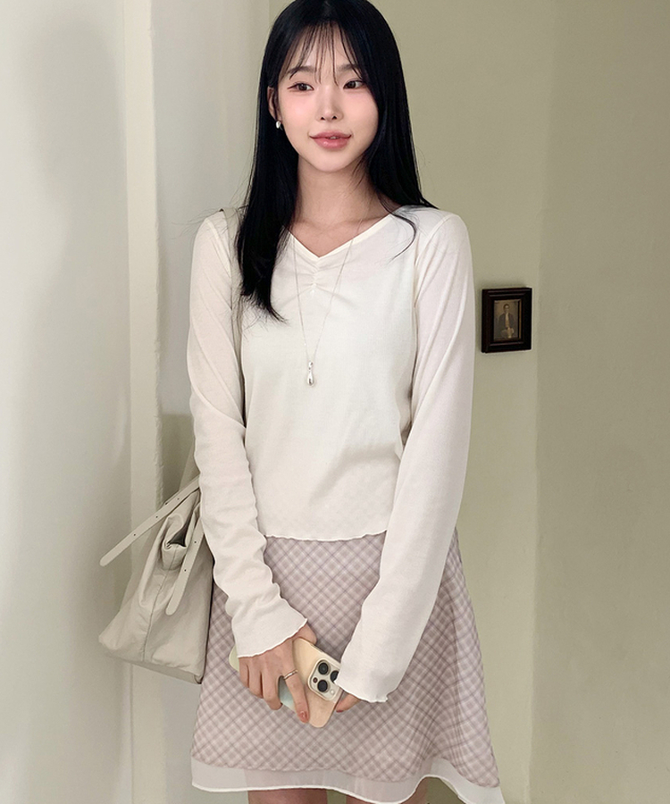 シャーリングウェーブTシャツ CREAM