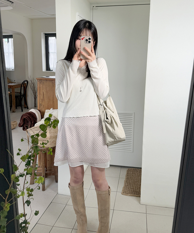 シャーリングウェーブTシャツ CREAM