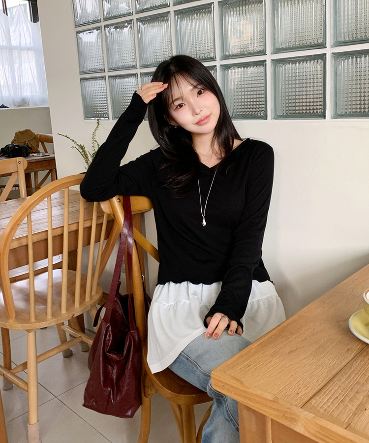 シャーリングウェーブTシャツ BLACK