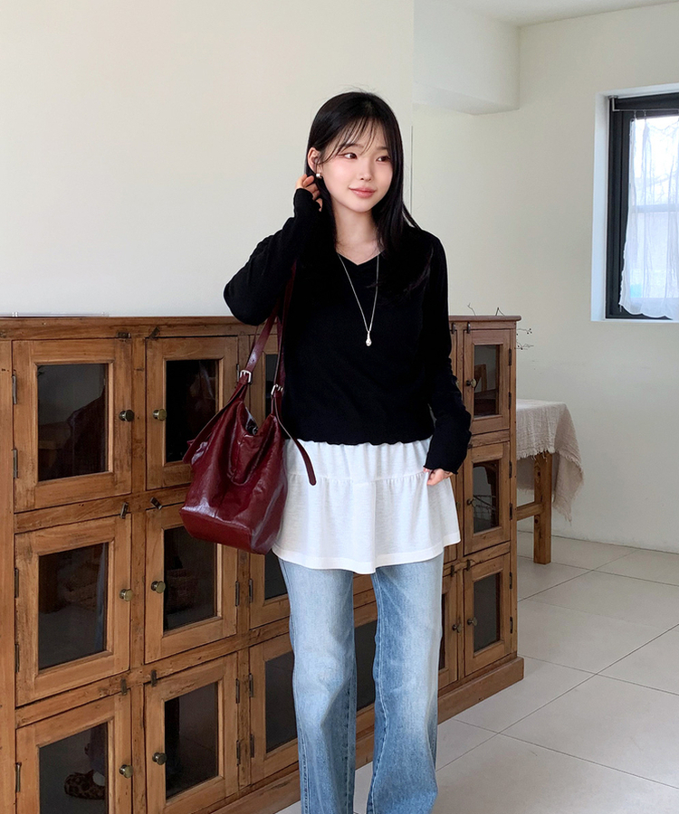 シャーリングウェーブTシャツ BLACK