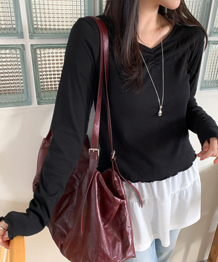 シャーリングウェーブTシャツ BLACK