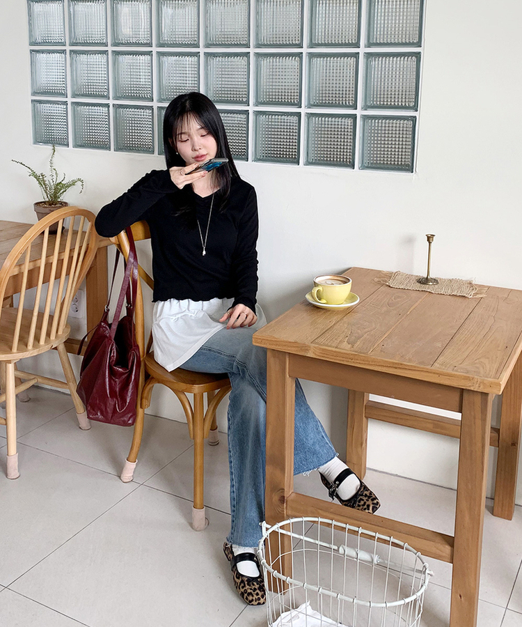 シャーリングウェーブTシャツ BLACK