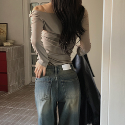 長袖Tシャツ ナイスタイトVネック長袖Tシャツ MOCHA