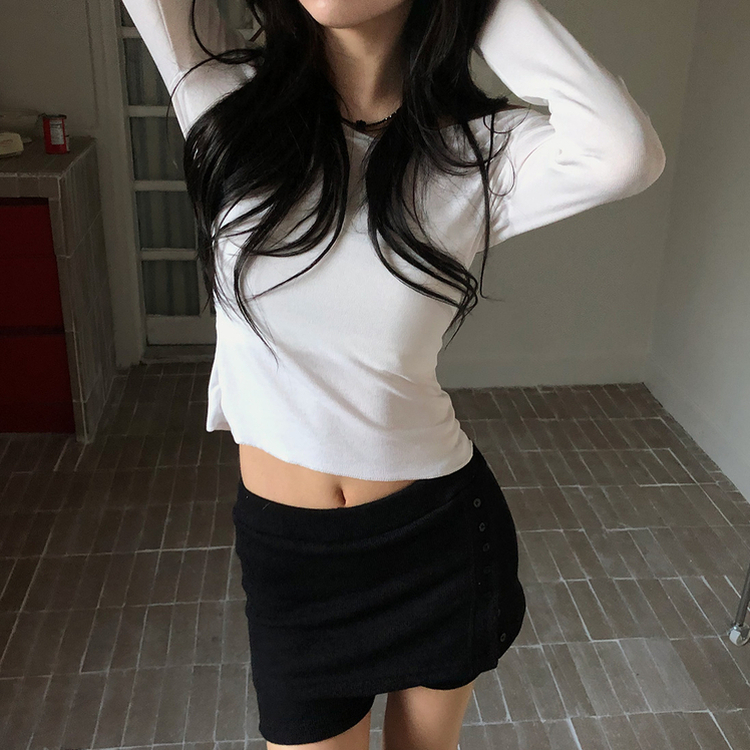 ナイスタイトVネック長袖Tシャツ WHITE