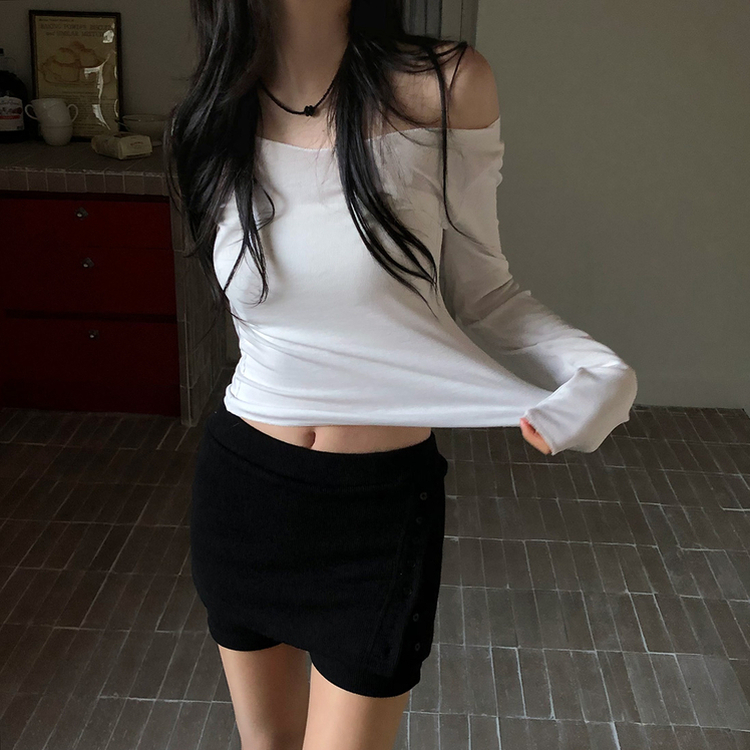 ナイスタイトVネック長袖Tシャツ WHITE