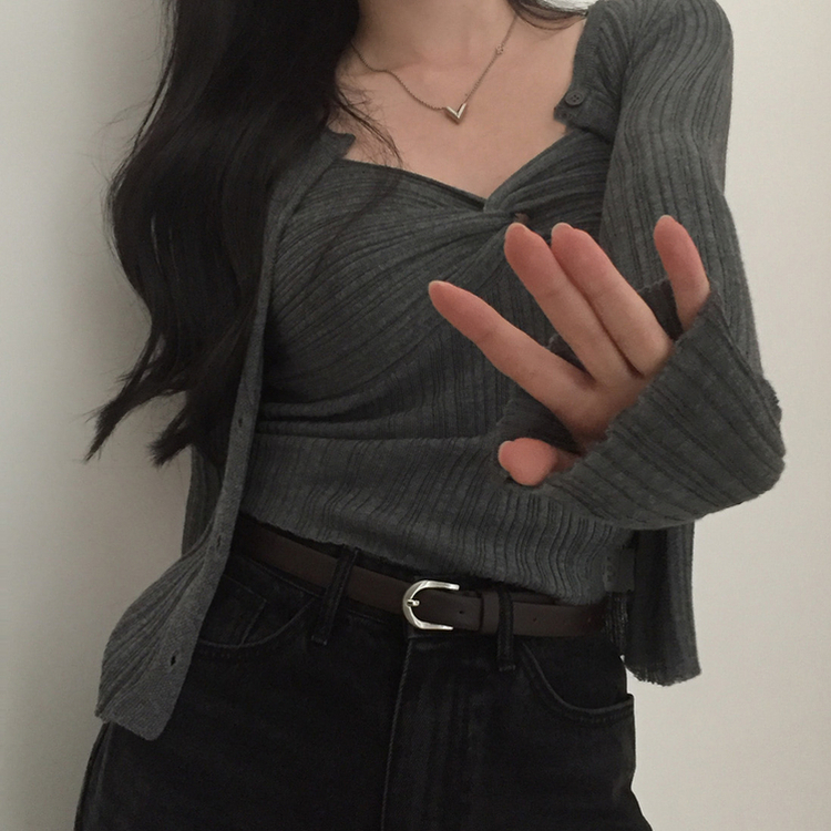 【SET】キャミソール ラウンドカーディガン DEEP GRAY