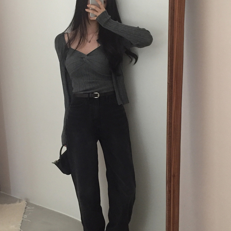 【SET】キャミソール ラウンドカーディガン DEEP GRAY