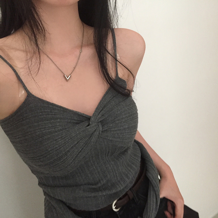 【SET】キャミソール ラウンドカーディガン DEEP GRAY