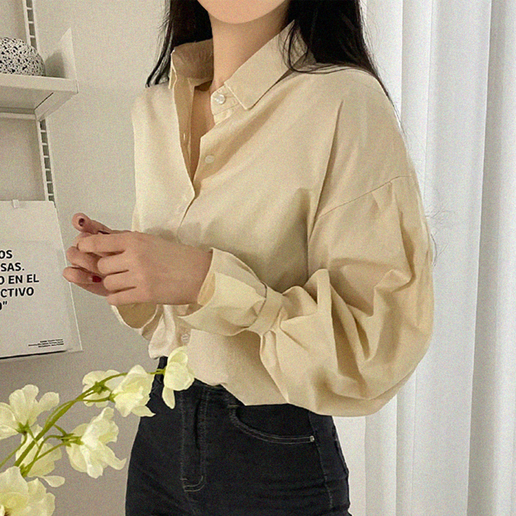 パフピンタックルーズフィットシャツ