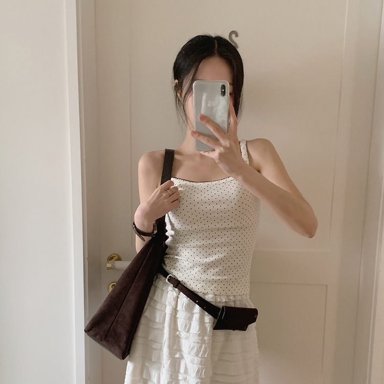 ドットアンドキャミソールTシャツ IVORY
