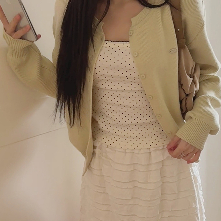 ドットアンドキャミソールTシャツ IVORY
